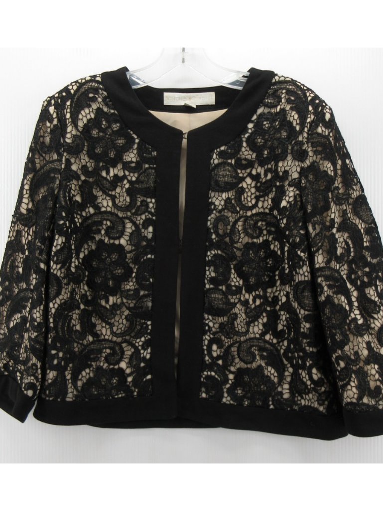 Boston Proper Jacket 14 Cardigan Floral Lace Cropped Evening Shrug